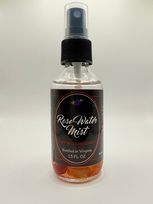 Rose Water Mist Infused with Carnelian - 1.5 Fl Oz