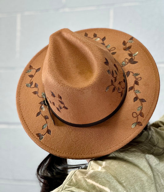 Light Brown Wide Brim Hat